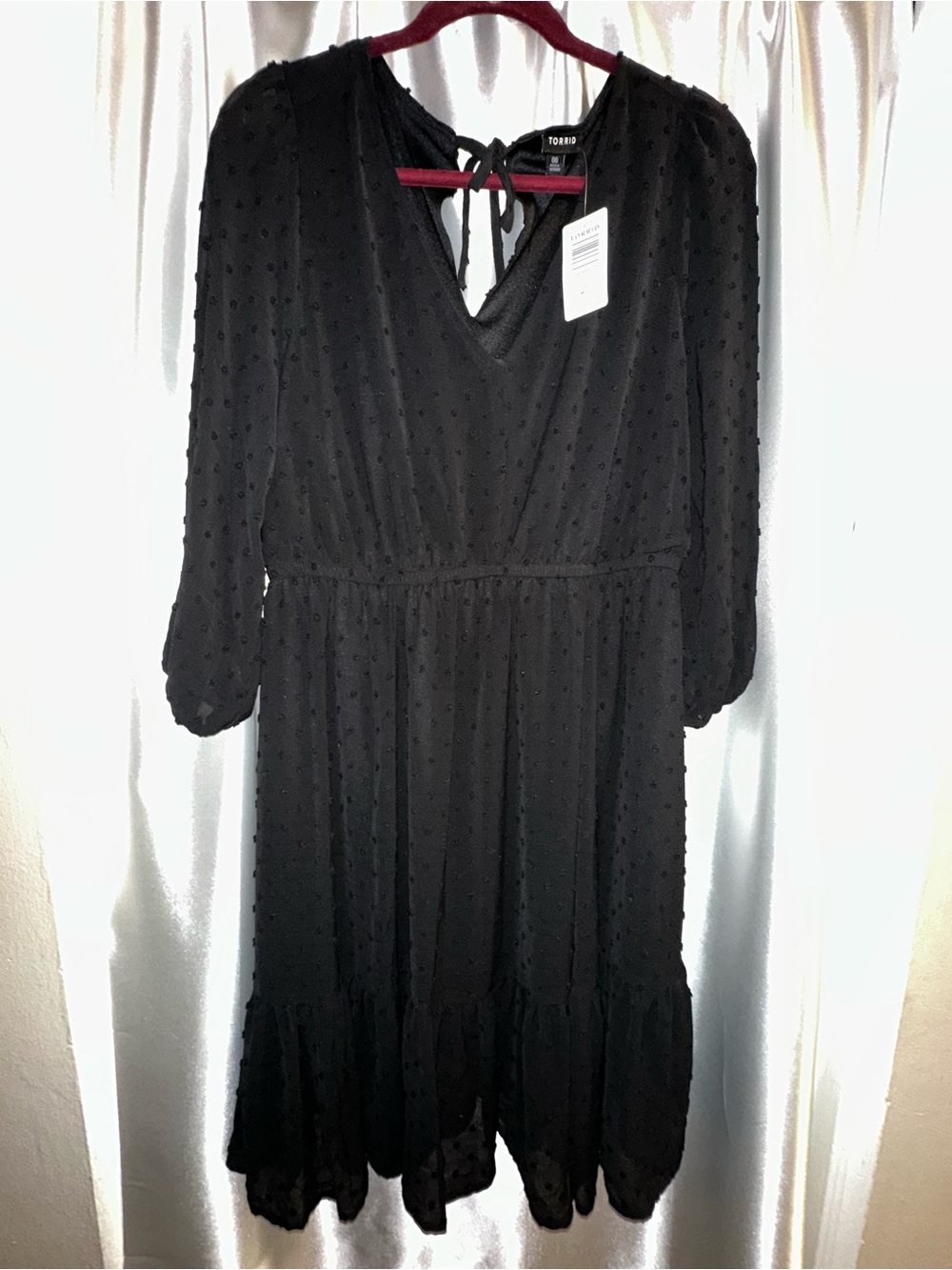 Torrid Black Clip Dot Babydoll Dress Size 00 NWT